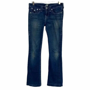 True Religion Becky Bootcut Jeans 27 Blue Dark Wash‎ Contrast Stitch Low Rise